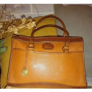 Dooney and Bourke Vintage 1970s Leather& Brass Tote